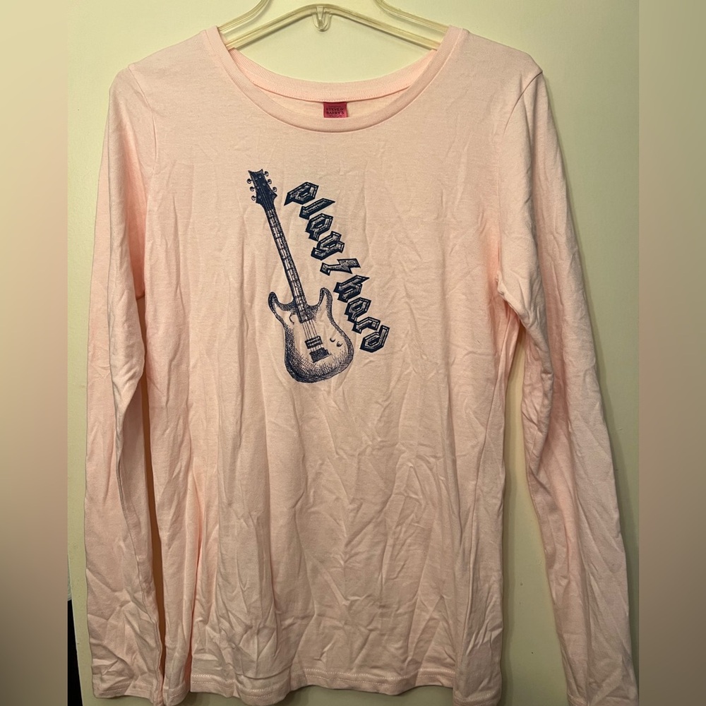 Steve & Barry's Pink Long Sleeve Tee with Guitar Graphic